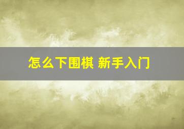 怎么下围棋 新手入门